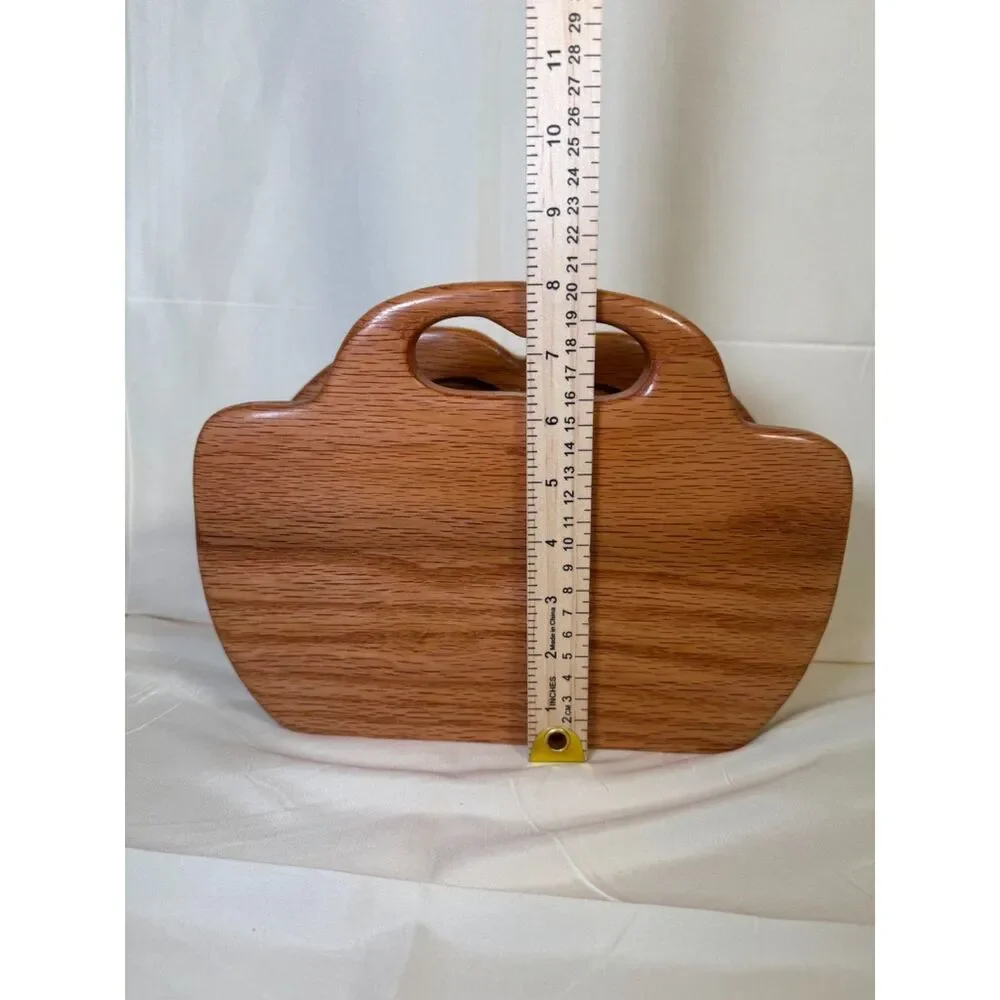 Vintage Oak Wood Hand Carved Love Birds Heart Napkin Letter Mail Holder Country